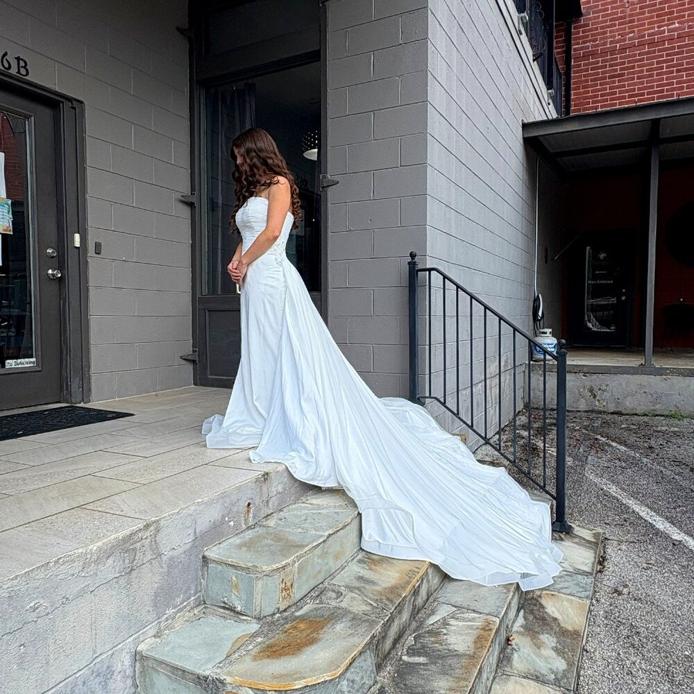 Beautiful dress - Ritzee Originals White 4253 Gown with ruched top and train